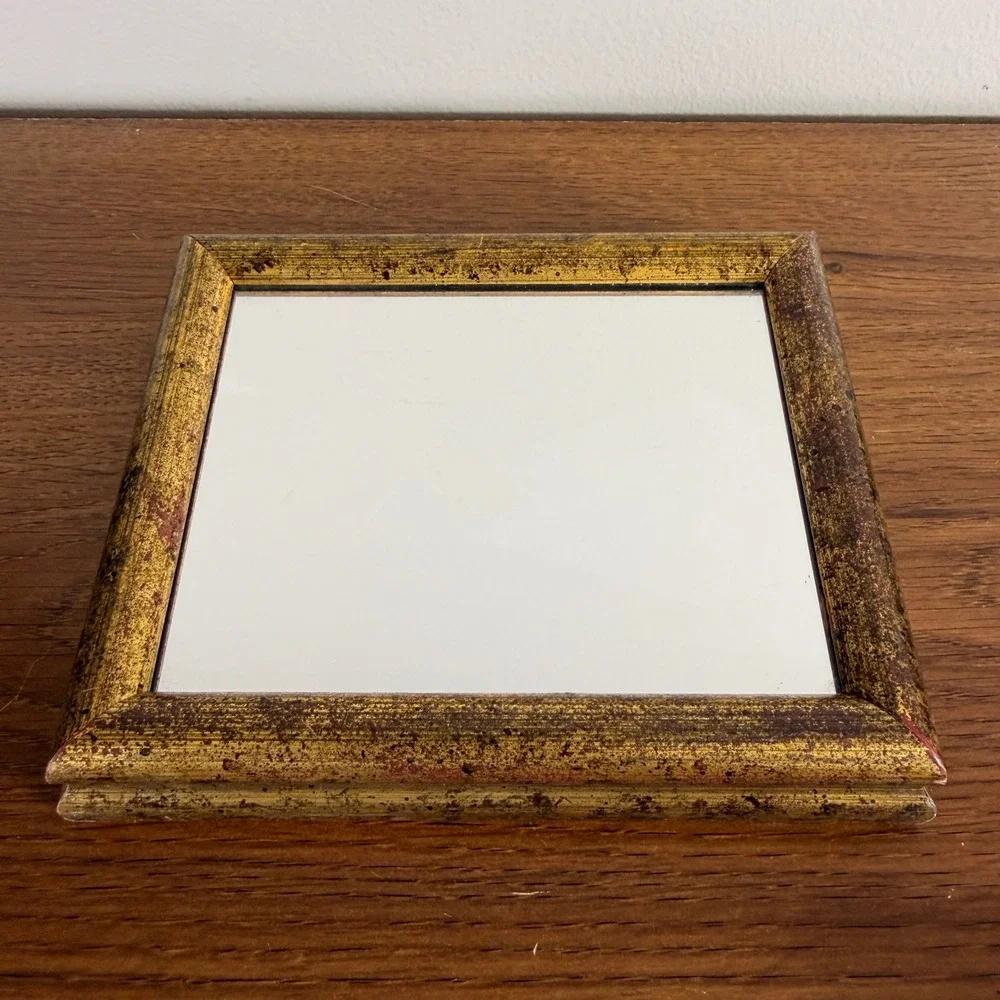 Vintage Gold Framed Wall Mirror Taiwan ROC Small Hollywood Regency Cottagecore